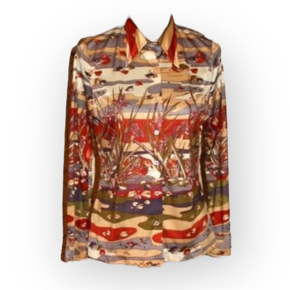 Vintage 1970s Print Blouse